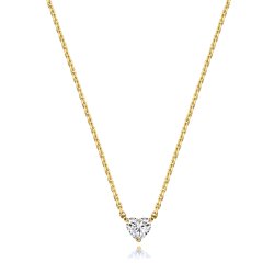 Lab Grown Certified Heart Shape 4 Claw Necklace In 18ct Gold 