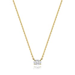 Lab Grown Certified Oval 4 Claw Necklace In 18ct Gold 