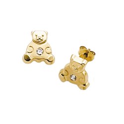 9ct Gold Cz Set Teddy Bear Studs 