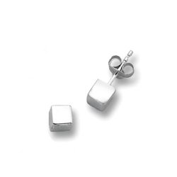 9ct White Gold Cube Studs 