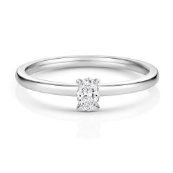 Diamond Oval Cut Solitaire Ring In 18ct White Gold 