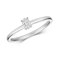 Diamond Oval Cut Solitaire Ring In 18ct White Gold 