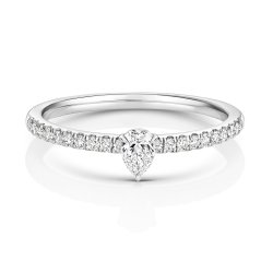 Diamond Pear Shape Solitaire Ring In 18ct White Gold 