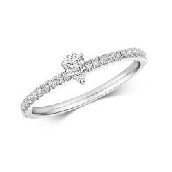 Diamond Pear Shape Solitaire Ring In 18ct White Gold 