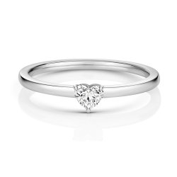 Diamond Heart Shape Solitaire Ring In 18ct White Gold 