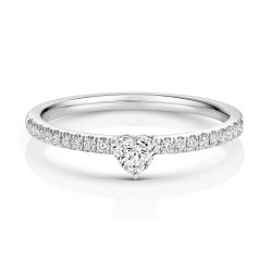 Diamond Heart Shape Solitaire Ring In 18ct White Gold 