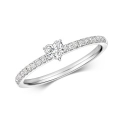 Diamond Heart Shape Solitaire Ring In 18ct White Gold 