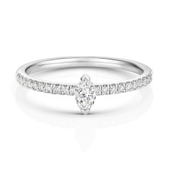 Diamond Marquise Cut Solitaire Ring In 18ct White Gold 
