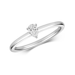 Diamond Pear Shape Solitaire Ring In 18ct White Gold 