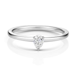 Diamond Pear Shape Solitaire Ring In 18ct White Gold 