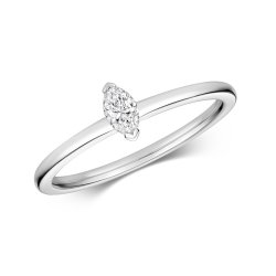Diamond Marquise Cut Solitaire Ring In 18ct White Gold 