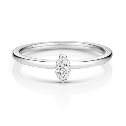 Diamond Marquise Cut Solitaire Ring In 18ct White Gold 