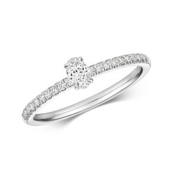 Diamond Oval Cut Solitaire Ring In 18ct White Gold 