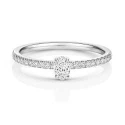 Diamond Oval Cut Solitaire Ring In 18ct White Gold 