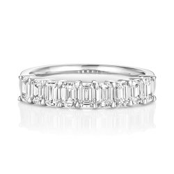 Lab Grown Diamond Emerald Cut Half Eternity In 18ct White Gold 