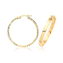9ct Yel Gold D/c Earring Hoops ER1263-