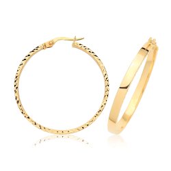 9ct Yel Gold D/c Earring Hoops ER1263-