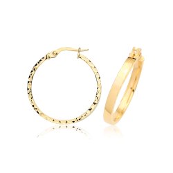 9ct Yel Gold D/c Earring Hoops ER1263-