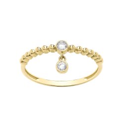 9ct Gold Bobble Ring With Charm 