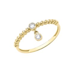 9ct Gold Bobble Ring With Charm 