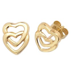 9ct Gold Entwined Heart Studs 