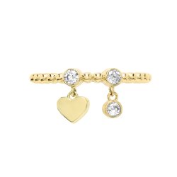 9ct Gold Bobble Ring With Charms 
