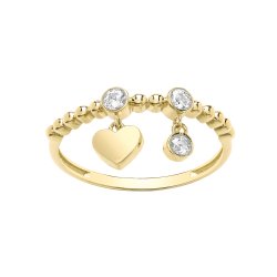 9ct Gold Bobble Ring With Charms 