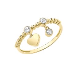 9ct Gold Bobble Ring With Charms 