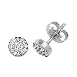 9ct White Gold Cz Round Studs 