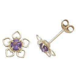 Amethyst Flower Style Studs 