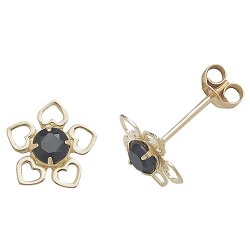 Sapphire Flower Style Studs In 9ct Gold 