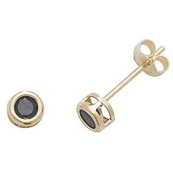 Sapphire Rubover Studs In 9ct Gold 