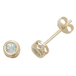 Blue Topaz Rubover Studs In 9ct Gold 