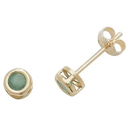 Emerald Rubover Studs In 9ct Gold 