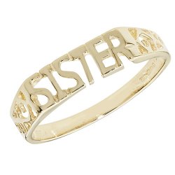 9ct Gold Scroll Design Sister Ring 