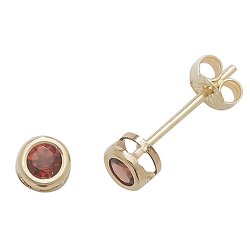 Garnet Rubover Studs In 9ct Gold 