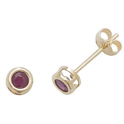 Ruby Rubover Studs In 9ct Gold 