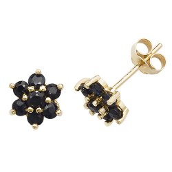 Sapphire Flower Studs In 9ct Gold 