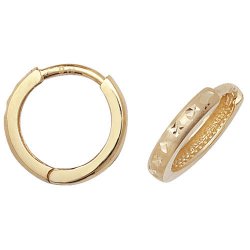 9ct Gold Diamond Cut Hinged Hoops 
