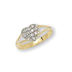 9ct Gold Babies' Cz Heart Ring 