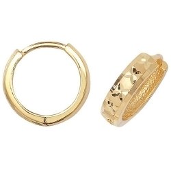 9ct Gold Diamond Cut Hinged Hoops 