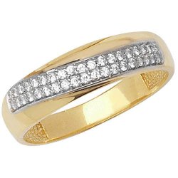 9ct Gold 2 Row Pave Set Cz Ring 