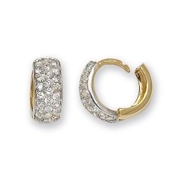 9ct Gold Cz 3 Row Hinged Hoops 