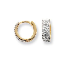 9ct Gold Cz 2 Row Hinged Hoops 