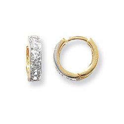 9ct Gold Cz Hinged Hoops 