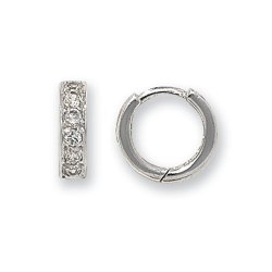 9ct Gold Cz Hinged Hoops 