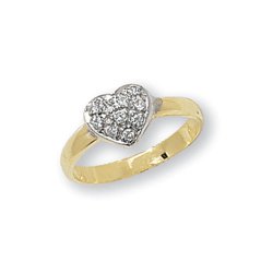 9ct Gold Babies' Cz Heart Ring 