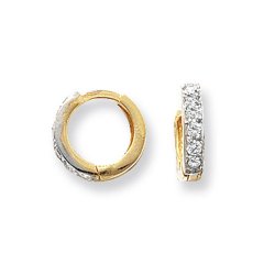 9ct Gold Cz Hinged Hoops 