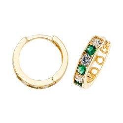 9ct Gold White And Green Cz Hinged Hoops 