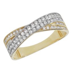 9ct Gold Channel Set Cz Crossover Ring 